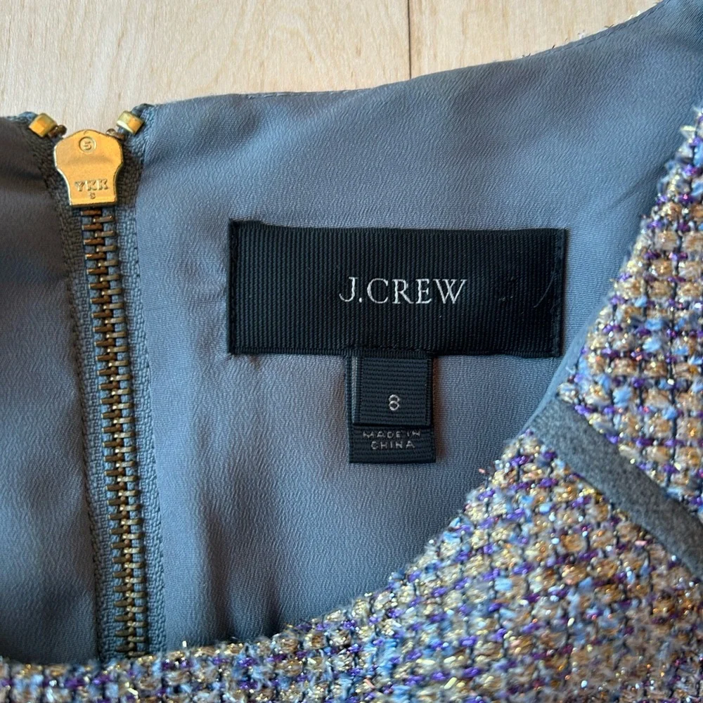J. Crew Metallic Gray/Mixed Tweed Fit & Flare Dress Stretch E1568 Size 8